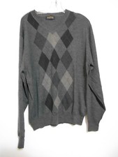 Vtg Alfred Sung Mens Xl Gray Diamond V Neck Pullover Sweater Preppy College