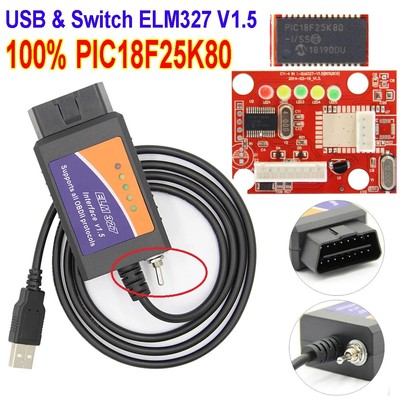 ELM327 V1.5 USB Switch PIC18F25K80 Chip HS-CAN / MS-CAN For FORScan elm327 v1.5