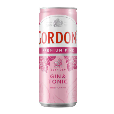 Gordon's Premium Pink Distilled Gin and Tonic Water Dose 250ml