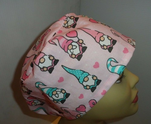 Ladies scrub hat, Valentines day gnomes 