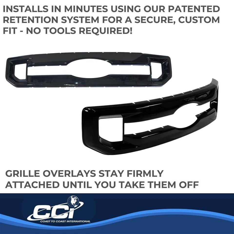 Cubierta de inserción superpuesta de parrilla negra brillante para Ford F250 XL y XLT 2020 2021 2022 Foto 4 de 4