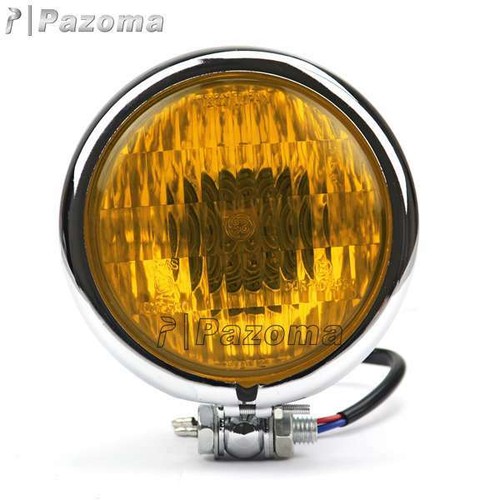 Bates Style 4.5 in Headlight H4 Headlamp For Harley Chopper Bobber Amber Lense - Picture 11 of 12
