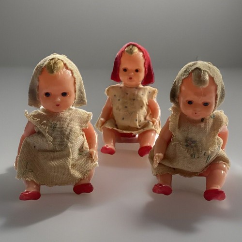 Vintage Giocattoli Brevettati Galetti Zelluloid Puppen - Made in Italy - 3er Set