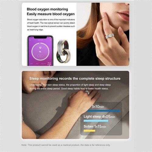 Smart Ring Health Fitness Tracker - Pulsmesser Wasserdicht Fingerring - Bild 17 von 28