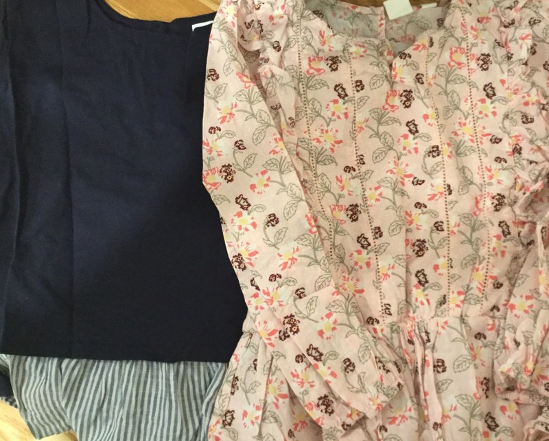 LOT GAP KIDS Girl Floral Eyelet Ruffle Top Blue Sweater Hi Lo Shirt Large L 10
