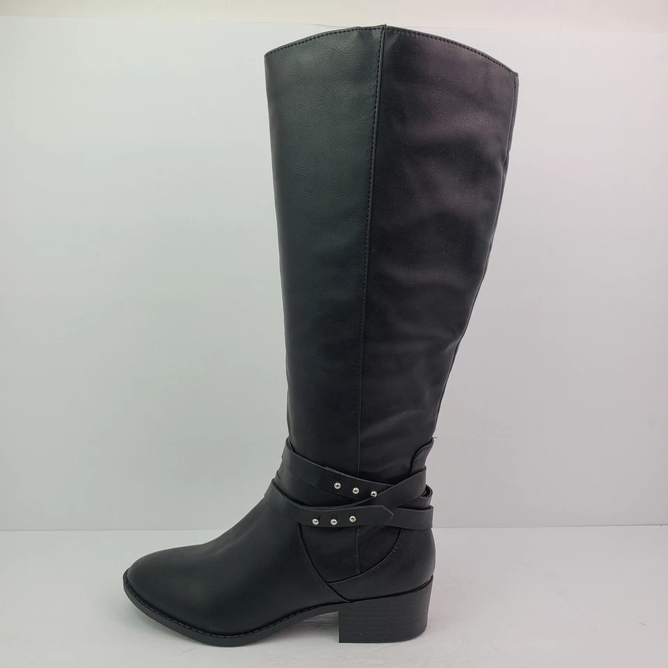 Material Niña Damien Mujer Talla 7 Negro Moda 17" Hasta la Rodilla 1.5" Tacón Botas Foto 3 de 4