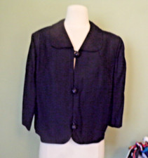 Vtg Leslie Pomer Evening Jacket Sz S Navy Bea...