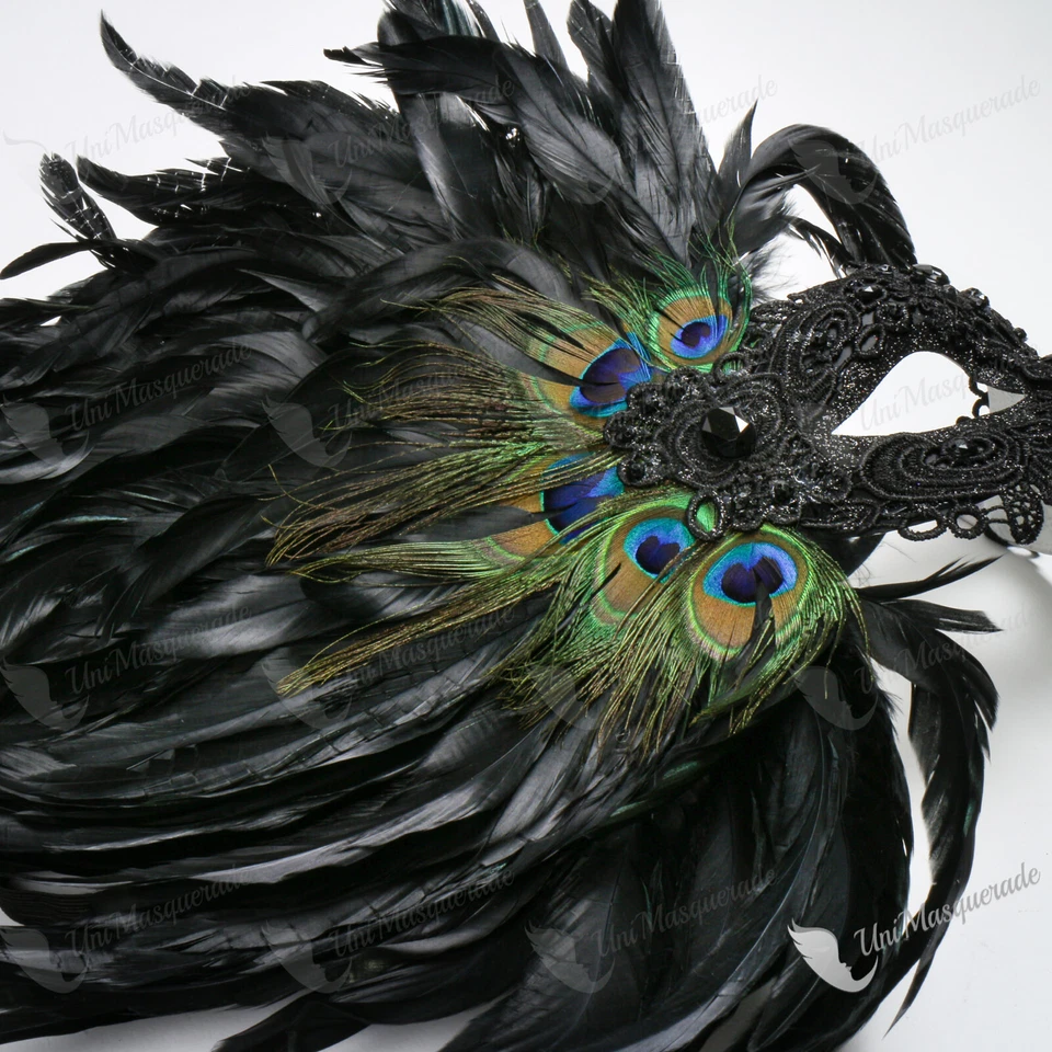 Mardi Gras Christmas Costume New Year Eye Masquerade Feather Lace Sexy Masks - Image 3 of 4