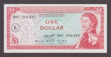 EASTERN CARIBBEAN P.13L-1437 ST LUCIA 1 DOLLAR PFX B97 QE II AU WE COMBINE  2407