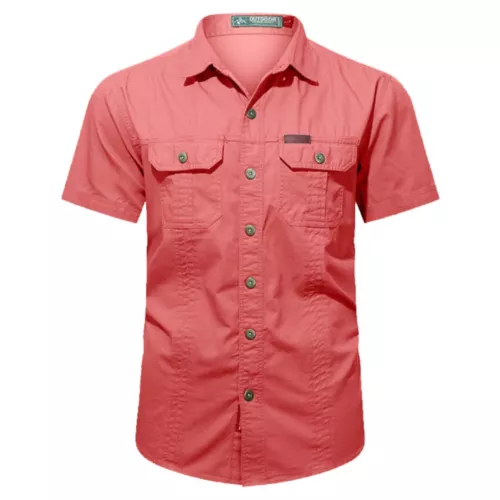 Hombres Camisas de Verano Camisas de Manga Corta Informales Camisa de Playa con Botones con Bolsillo - Imagen 10 de 54