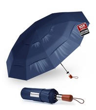 Windproof Folding Commuter Umbrella for Strong Wind  Rain, 10-Rib Reinforced...