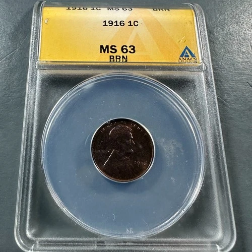 1916 1C Lincoln Cent, ANACS MS63 (86954)