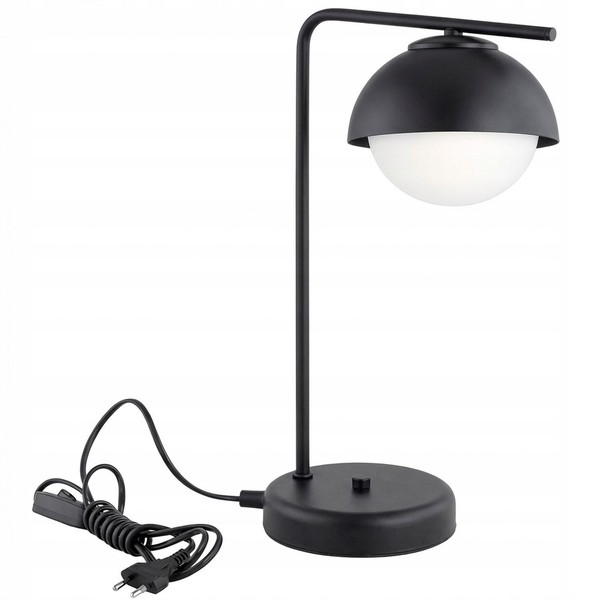 Tischlampe Glas Schwarz Metall BüRo E27 H:38 Cm Modern Tischleuchte Schlafzimmer-image