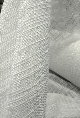 Aloha Sheer White 110'' Wide Textured Curtain Drapery Fabric By The Yard
