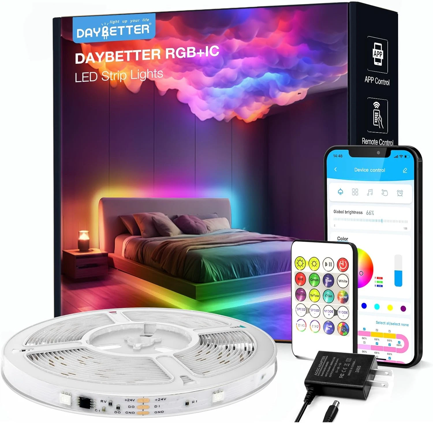 LED Strip Lights 16.4 Ft, Color Changing, App Control, Music Sync, Bedroom Decor