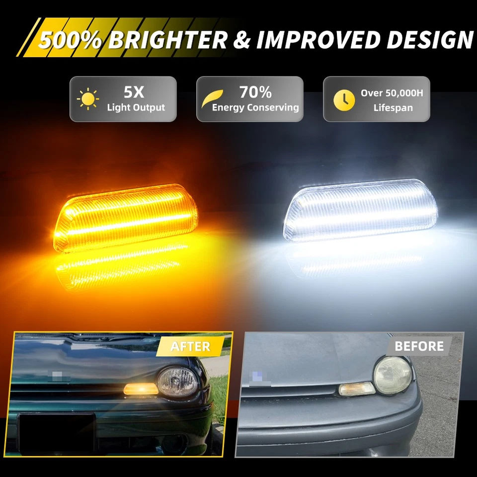 2X Luces LED dinámicas transparentes delanteras DRL para Dodge Plymouth 95-99 neón Foto 2 de 4