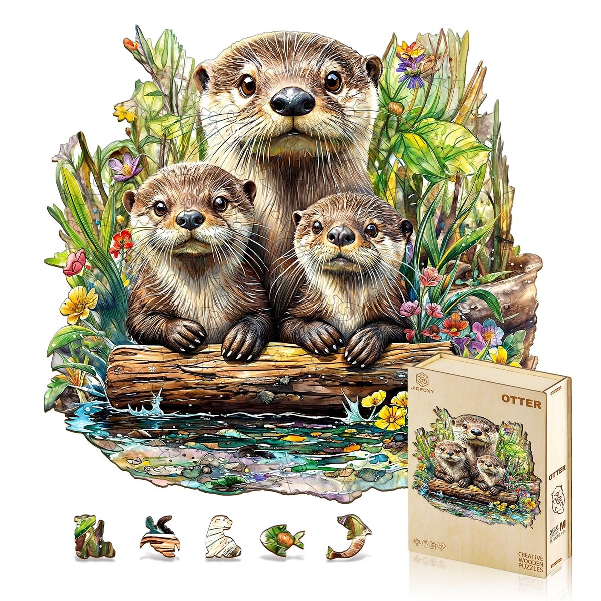 Jigfoxy Wooden Puzzles for Adults Otter Animal-Shaped Jigsaw