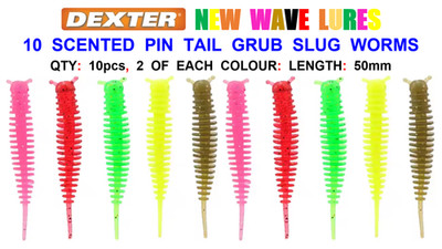 10 GEMISCHTE DUFTENDE 50mm PIN TAIL SCHWIMMENDE SLUG MADENWÜRMER FORELLE WEICHKÖDER KÖDER