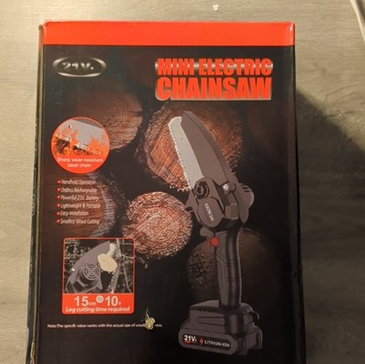Mini Electric Chainsaw 21V Cordless Lightweight Rechargeable Black 15cm Cutting