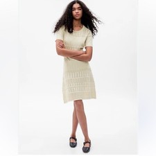 POINTELLE MINI SWEATER DRESS IN CHINO BEIGE