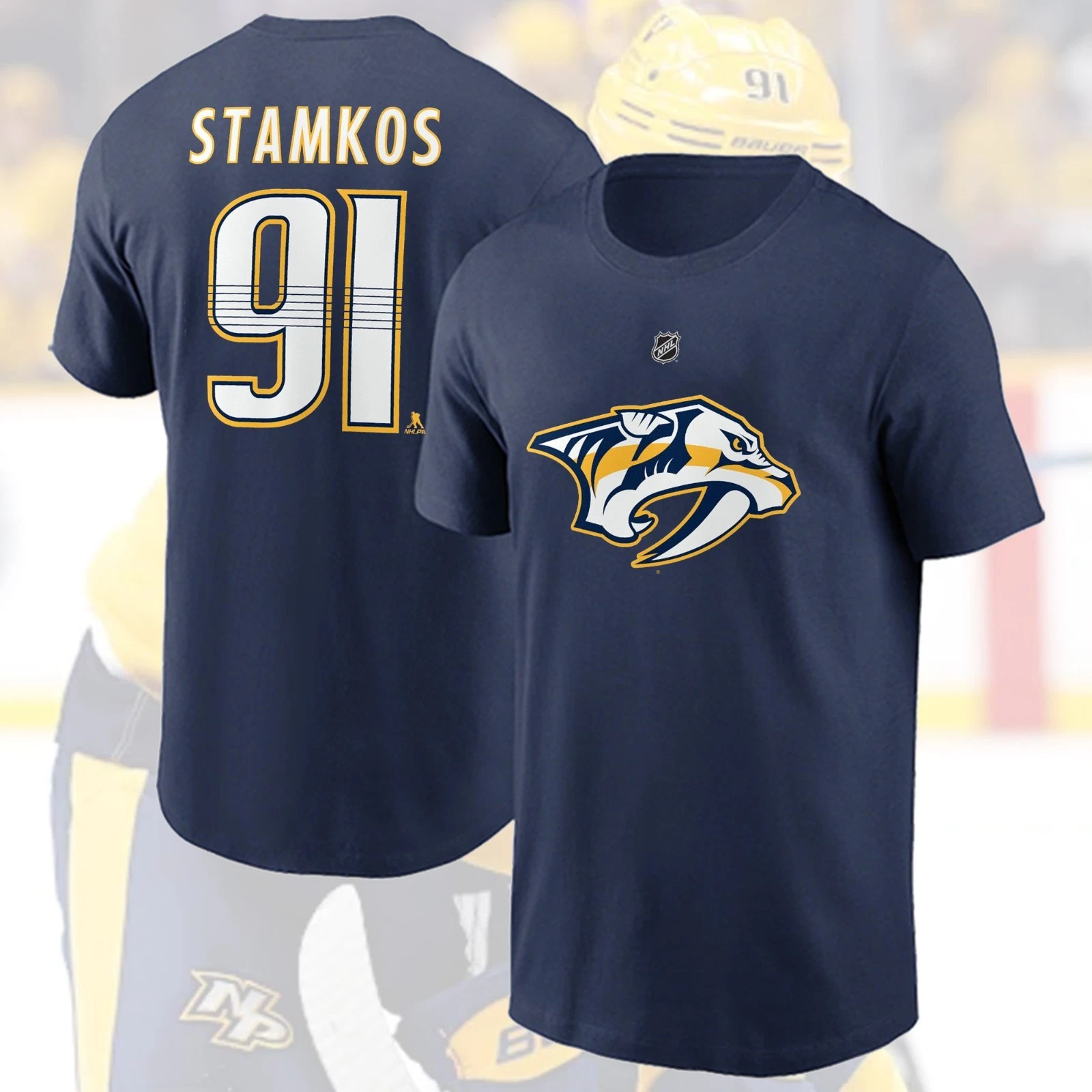 Steven Stamkos #91 Nashville Predators Double Sided T-Shirt Fan Gift