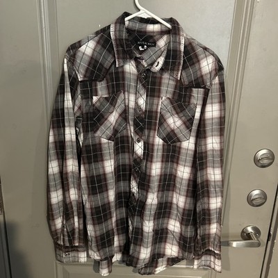 AFFLICTION Black Premium Button Up Shirt Mens Large Long Sleeve 