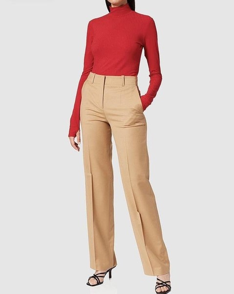 Women Hugo Boss Trousers Brown Wool 36 / S / 44