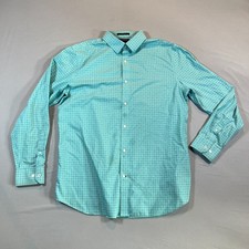 Banana Republic Dress Shirt Mens L 16-16.5 Aqua Cotton Button Up Spread Collar