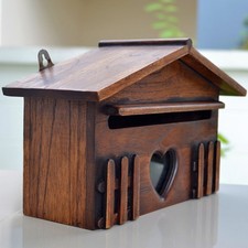 Wooden Wall Mounted Post Box Rainproof Suggestion Letter Box for Home Company