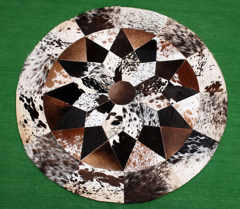 Cowhide Round Patchwork Carpet Handmade Cowhide Carpet (36"x36") Home Décor 402
