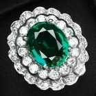 Radiant Vivid Green Emerald 3.80Ct 925 Sterling Silver White Gold Floral Rings