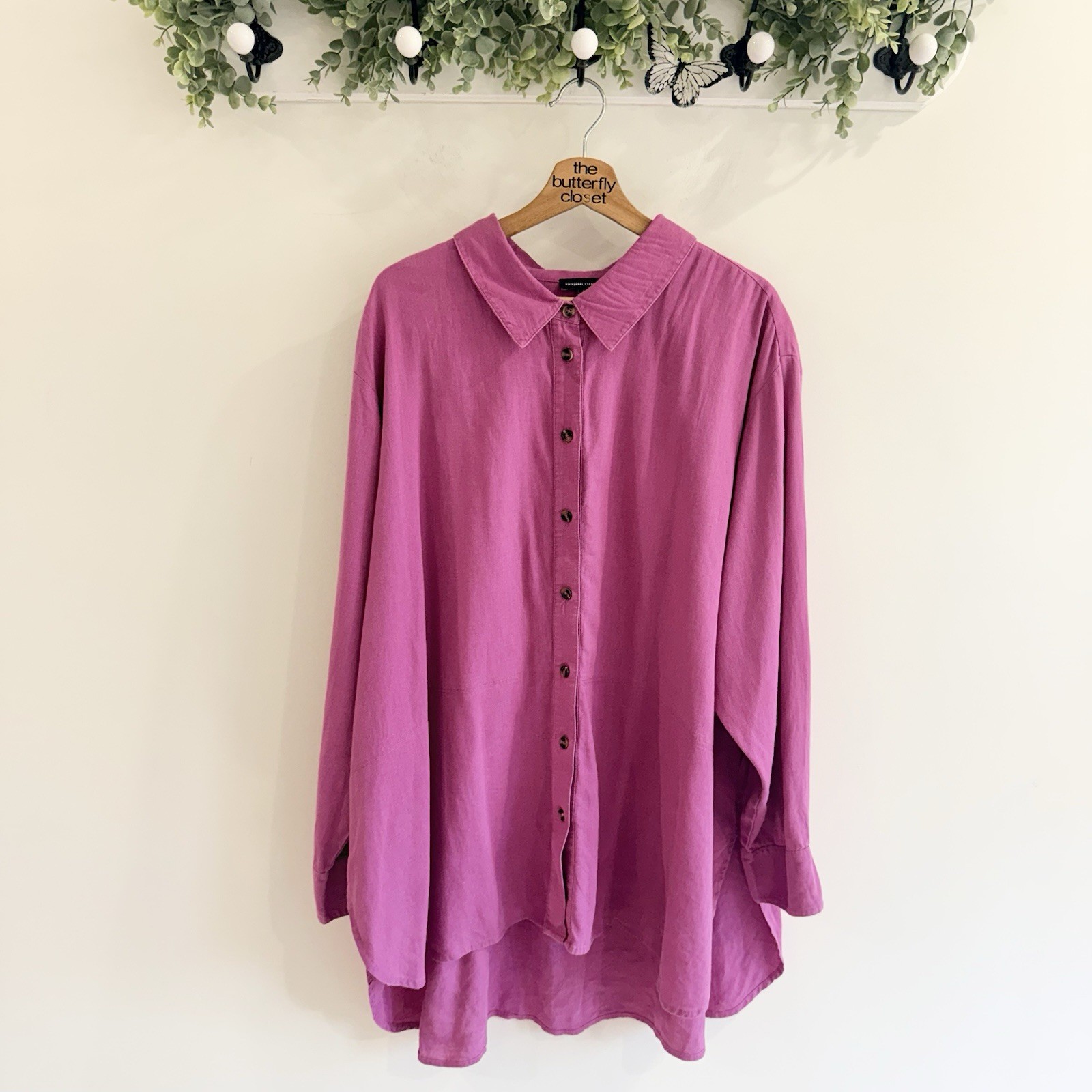 Universal Standard Pink Button Down Long Sleeve D… - image 1