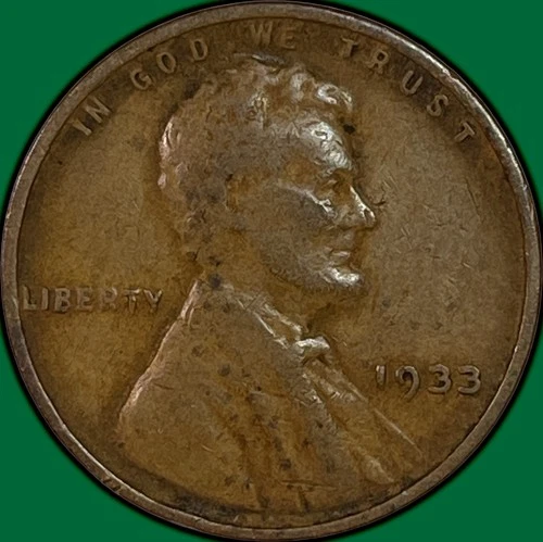 1933 Lincoln Wheat Cent Very Fine VF Coin #34227