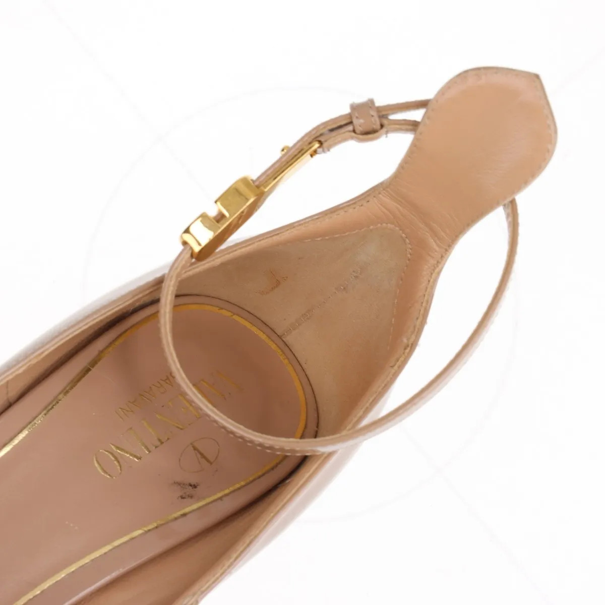 Valentino Garavani Patent Leather Strap Pumps 35 Ladies' Pink Beige V logo Buckl thumbnail 14