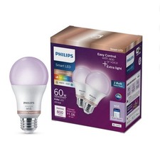 Philips Smart wifi connected LED 60w A19-app voice control-LOT of 2- 4 total