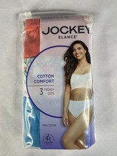 Jockey Elance 100 Cotton Women's 7/L Coral/Turquoise French Cut Panty 3-Pack