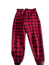 Woolrich M Red  Black Buffalo Plaid Wool Hunting Pants Vintage USA knee patch