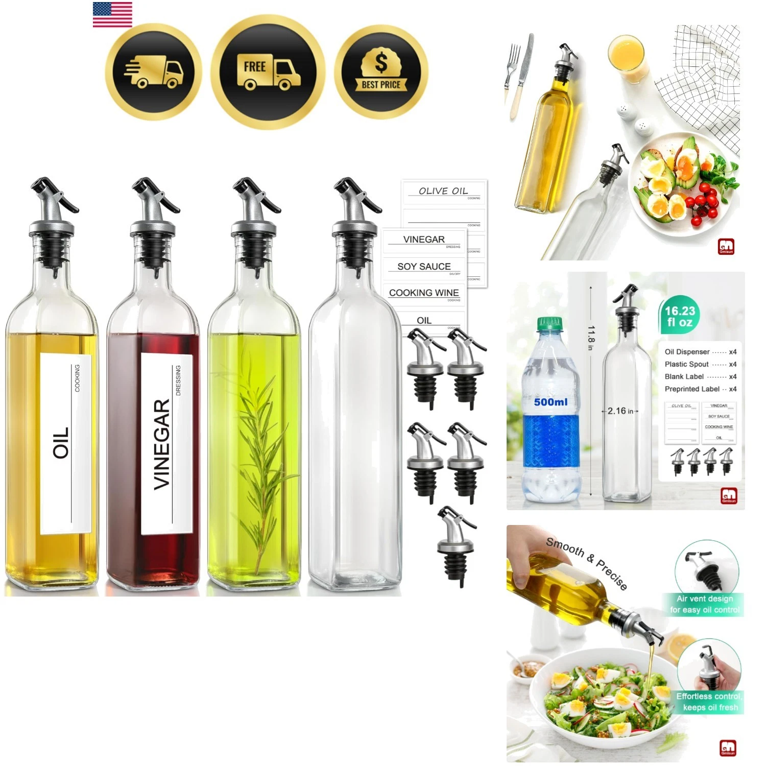 Olive Oil Dispenser for Kitchen, 4 Pack 17 fl oz Glass Oil Dispensers Bottle,...
Opens in a new wind