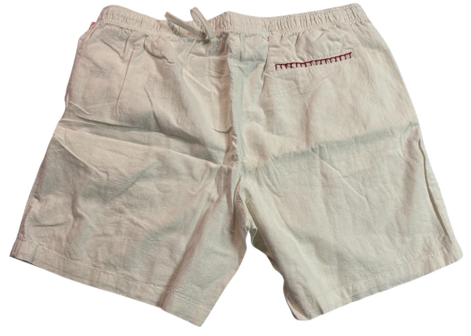 Pantalones Cortos Blancos Bolsillo Mickey Bordados Mezcla Lino Azul Marino Antiguo X Disney XL Foto 2 de 4