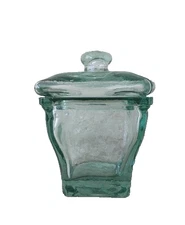 Green Recycled Heavy Green Glass Apothecary/Candy Jar with Lid 