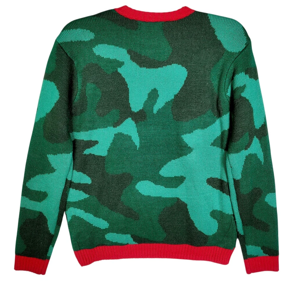 Blizzard Bay Ugly Christmas Sweater Beer Pocket Holder Deer Camo Men's Size M - Image 2 of 4