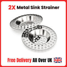 2x STAINLESS STEEL SINK STRAINER BATH PLUG HOLE DRAINER BASIN HAIR TRAP COVER UK