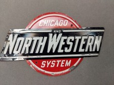 Vintage 1950s Post Cereal Chicago And North Western System Railroad Metal Logo