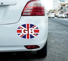 2 x GB Car Union Jack Flag Oval Car, Van, Lorry  Self-Adhesive Vinyl Stickers