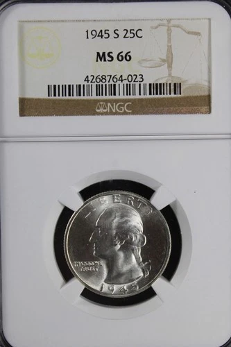 1945-S Washington Quarter NGC MS66