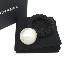 CHANEL Coco mark logo hair tie fake pearl imitation pearl White x Black F22V