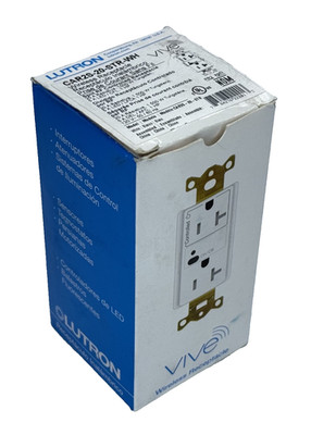 Lutron CAR2S-20-STR-WH VIVE Wireless Split RF Receptacle - White - NEW