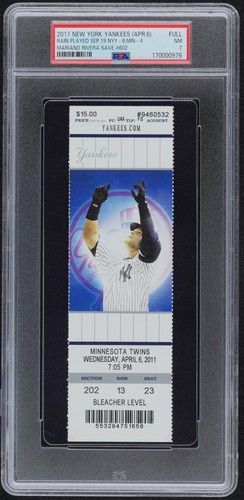 PSA 7 Mariano Rivera 602nd Save All Time Saves Record Yankees Ticket 9-19-11