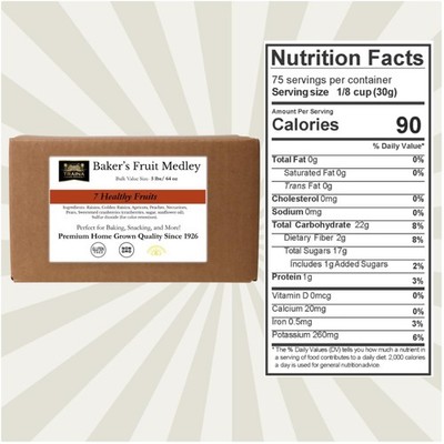 California Grown Dried Fruit Mix - 5lb Bulk