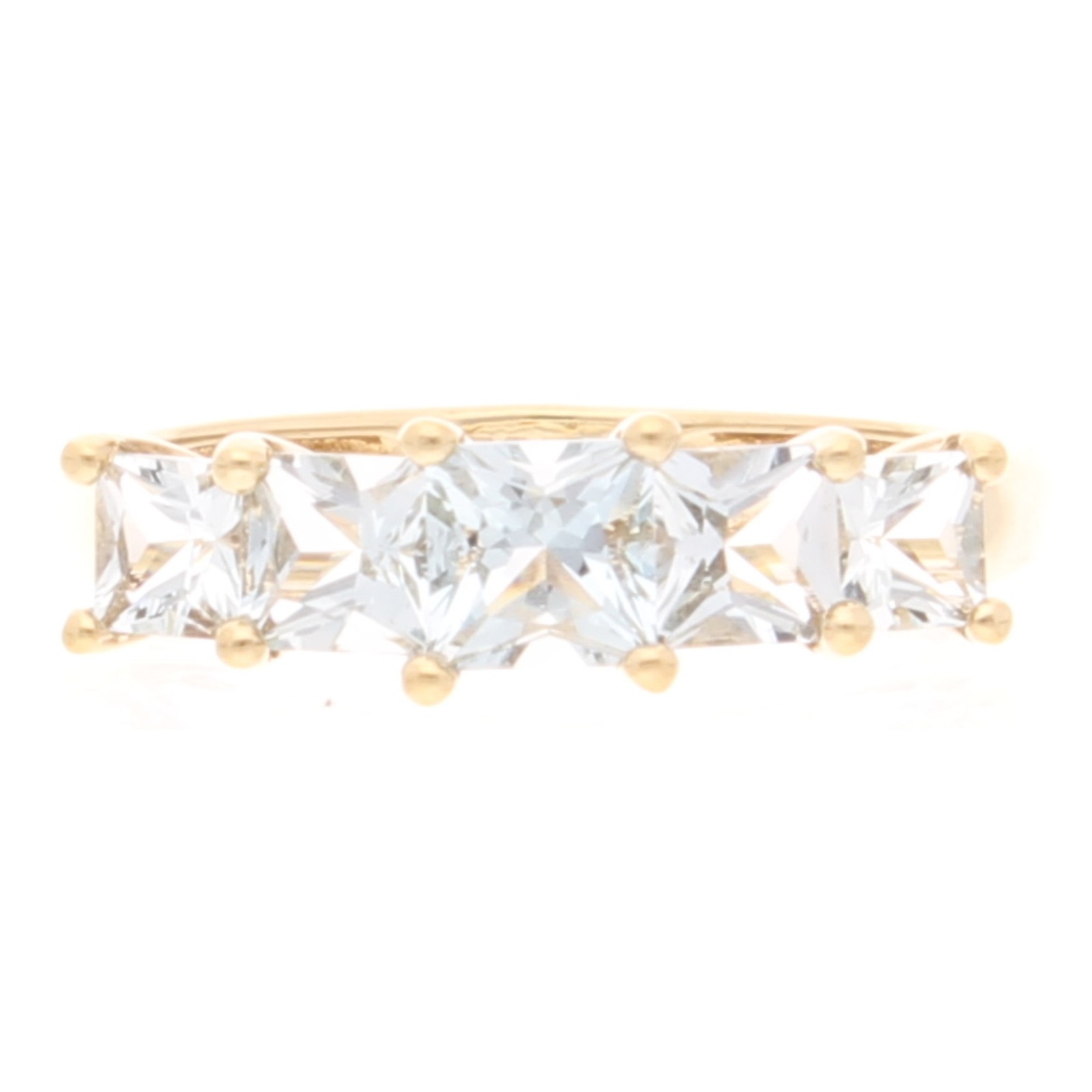 9Carat Yellow Gold Aquamarine Eternity Ring (Size N) 4.5mm Widest